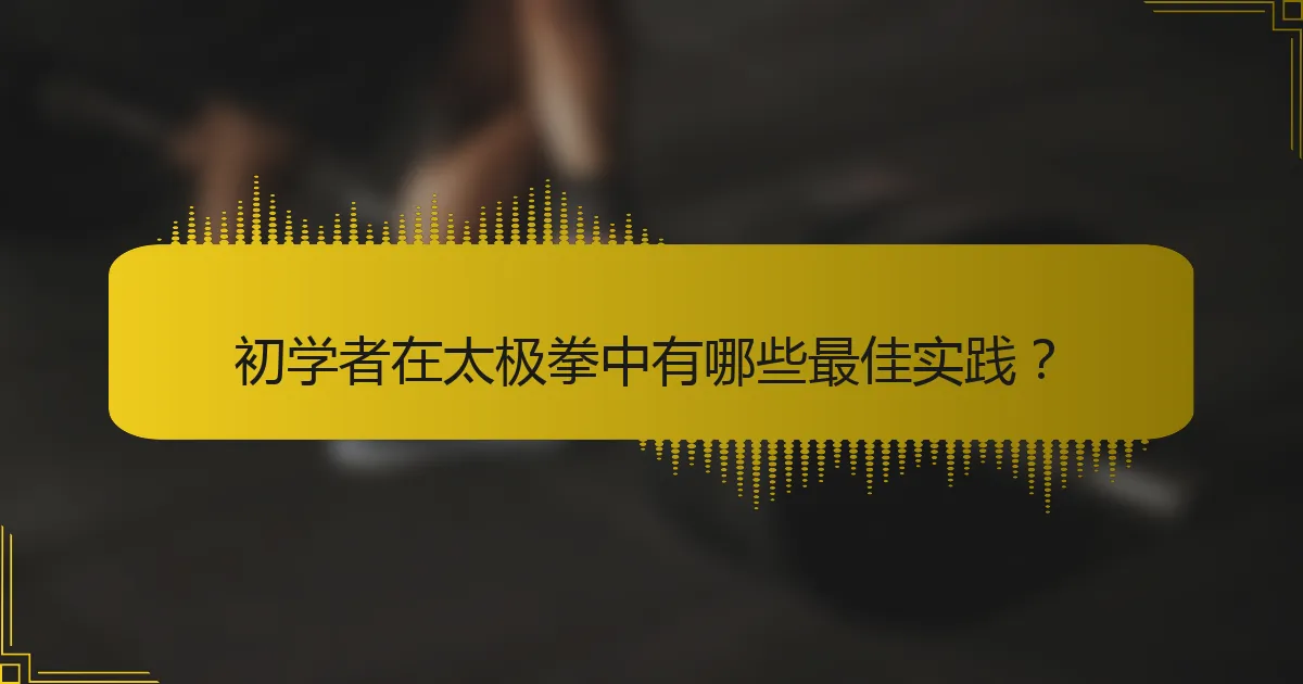 初学者在太极拳中有哪些最佳实践？