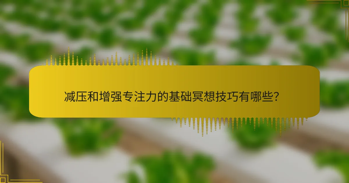 减压和增强专注力的基础冥想技巧有哪些？
