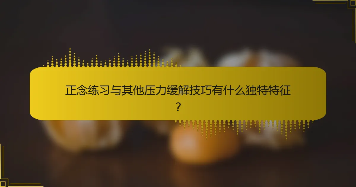正念练习与其他压力缓解技巧有什么独特特征？