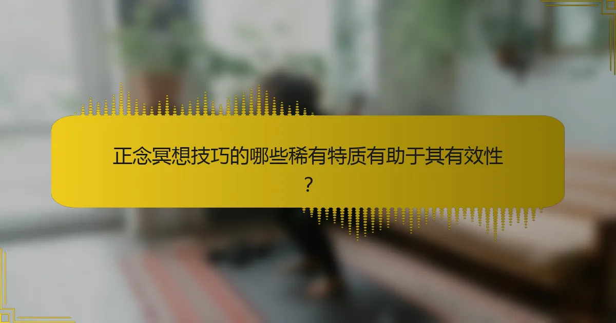 正念冥想技巧的哪些稀有特质有助于其有效性？